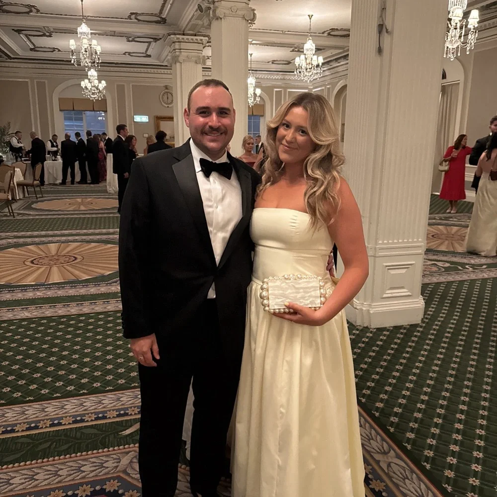 Elegant Butter Yellow Strapless Dress with Bow - Picture 3 of 4